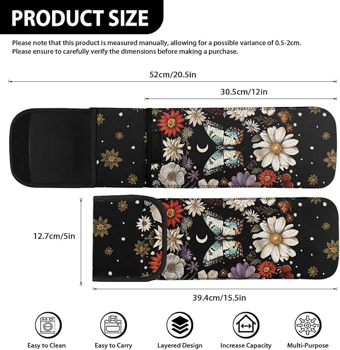 GLENLCWE Butterfly Daisy Hair Straighteners Case Storage Bag Heat Resistant Neoprene Curling Iron Holder Travel Case Portable Curling Iron Organizers Hair Accessories 2 PCS