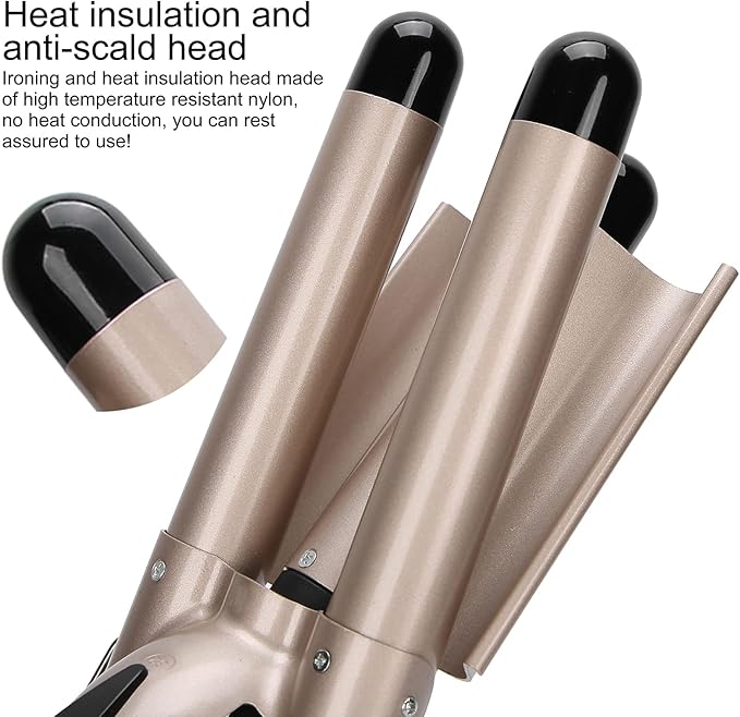 3 Quick Heating Curling Iron Styling with 3 Barrels and Long Cord for Dates and Parties for Long and Hair for Creating S Waves (US Plug 32mm)