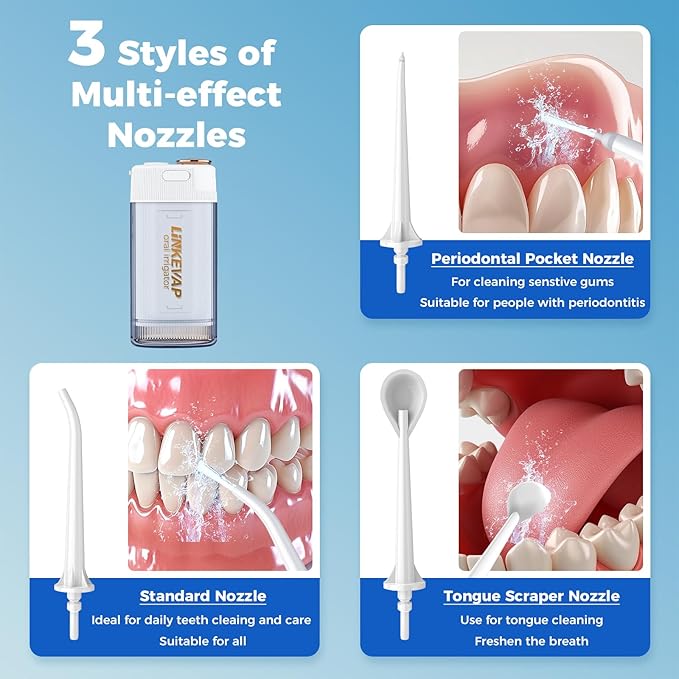 Water Flossers for Teeth Irrigador Dental for Teeth Cleaning &amp Flossing 180ML Mini Collapsible Portable Waterproof Electric Water Dental Flosser for Travel Business 3 Modes and 4 Jet Tips Whit