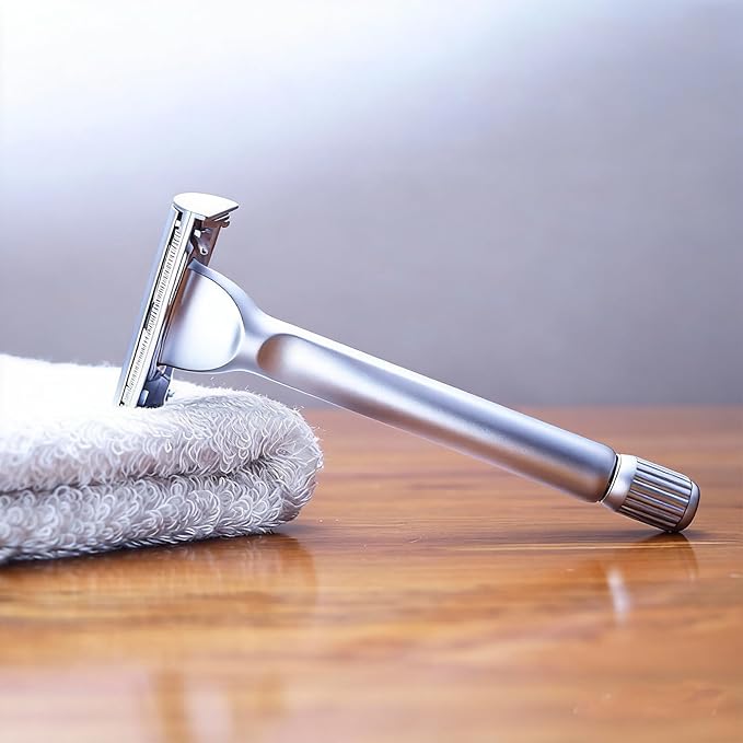 Butterfly Open Double Edge Safety Razor for Men + 10 Stainless Steel BladesBarber Grade Vintage Shaving Machine Smooth Reusable Eco-Friendly