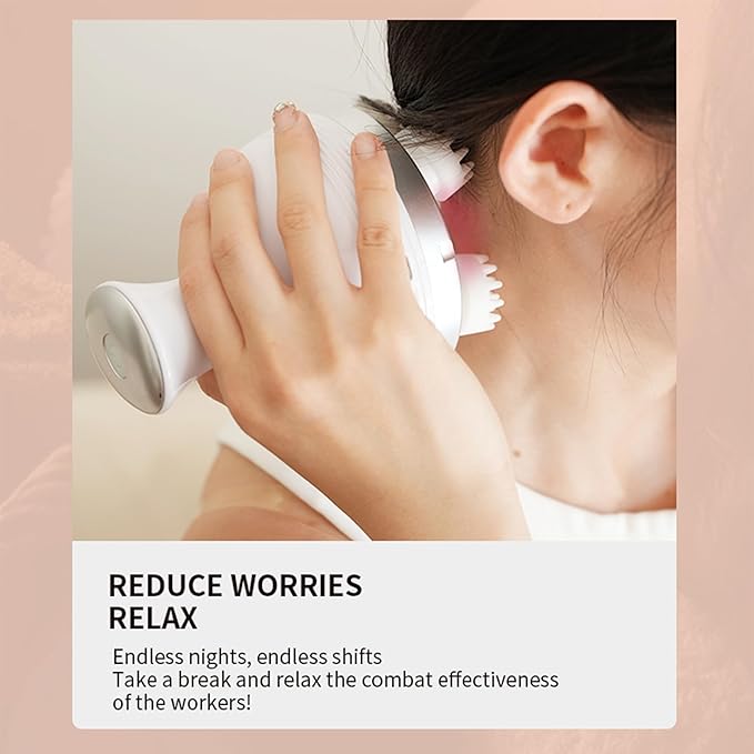 Electric Scalp Massager Head Massager for Women Handheld Head Massage Tool Massage Machine Rechargeable Relaxation Tool for Women Scalp Cordless White