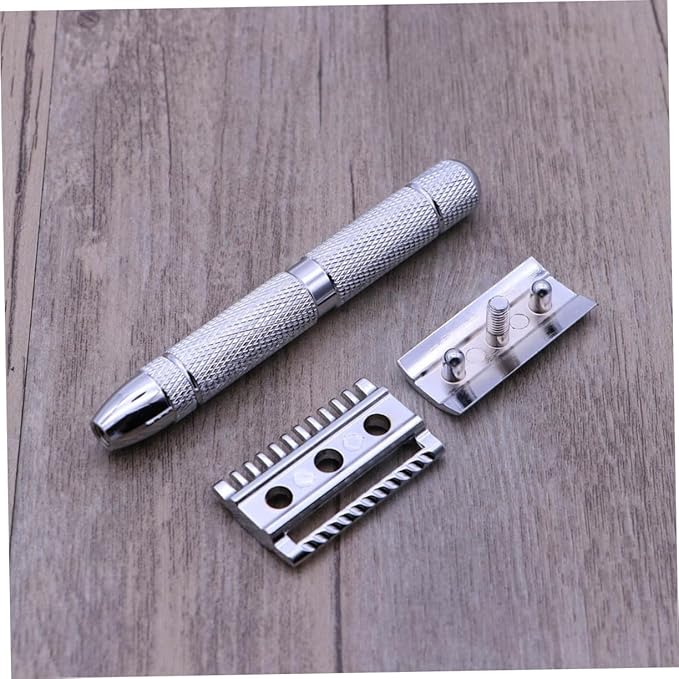 FRCOLOR 3pcs Safety Razor Double Blade Men Shaving Tool Stainless Steel Smooth Shave