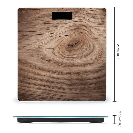Wood Grain Scale with LCD Easy-to-Read Anti-Slip Weight Digital Bathroom Scale Precision Weighing Scales Sturdy Tempered Glass Body Weight Scales for Daily Use
