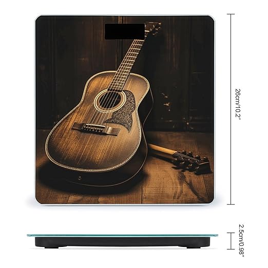 Old West Guitar Scale for Body Weight Highly Accurate Digital Bathroom Scale Sturdy Tempered Glass Weighing Scales with LCD Display Fashion Body Fat Smart Scales 400lb