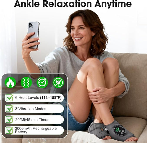 2 Pack Cordless Ankle and Foot Massager Ankle Massager for Pain Relief Feet Massager Ankles Heating Pad Foot Heating Pad Heating Pads for Ankles Feet Pain Relief Grey