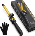 DAN Technology 3/4 Inch Curling Iron Wand for Classic Natural Curls Tourmaline Ceramic Hair Curler with 180°F–430°F Adjustable Temperature Fast Heating Dual Voltage Auto Shut-Off Black &amp Gold
