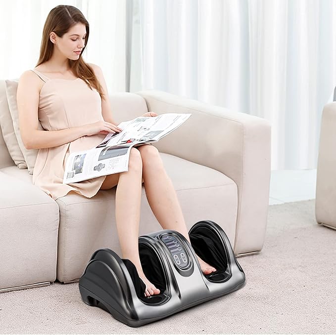 KOTEK Foot Massager Machine Shiatsu Foot &amp Calf Massager w/ 3 Massage Modes Remote Control Electric Deep Kneading Rolling Scraping Massage for Leg/Arm/Ankle Increase Blood Circulation (Grey)