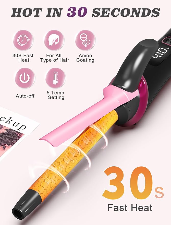Mini Curling Iron for Travel110~240V Dual Voltage with European Plug AdapterSmall Curling Iron for Short Hair1/2 inch Ceramic Curling Irons for WomenSmall Barrel for Bouncy Curls5 Digital Temp