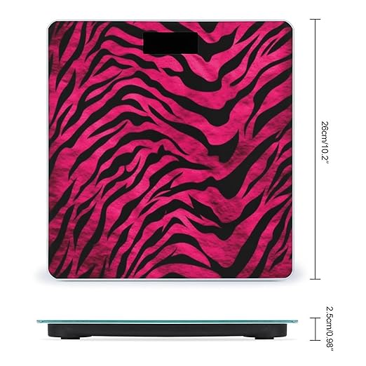 Zebra Tiger Leopard Pink Scale for Body Weight Highly Accurate Digital Bathroom Scale Sturdy Tempered Glass Weighing Scales with LCD Display Fashion Body Fat Smart Scales 400lb
