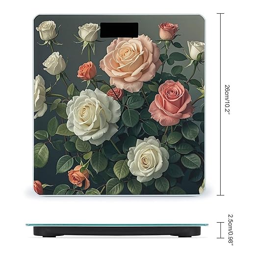 Roses Print Smart Scale for Body Weight Accurate Bathroom Scale with LED Display Digital Weight Scales Weighing Machine High Precision Scales for Bath Home
