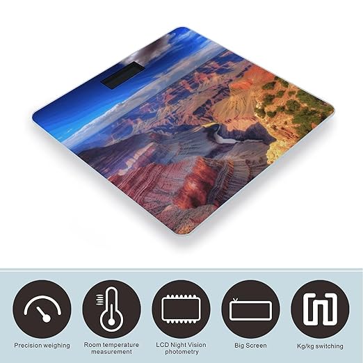 Beauty Grand Canyon Scale for Body Weight Safe Rounded Corners Tempered Glass Digital Bathroom Scale LED Display 400lb Capacity Weight Scales with High Precision Sensors