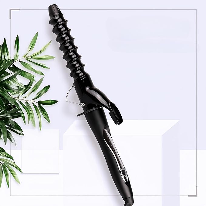 Spiral Curling Wand with Clamp - 32mm Ceramic Hair Iron for Tight to Loose Curls and Crimping Waves Adjustable Temperature