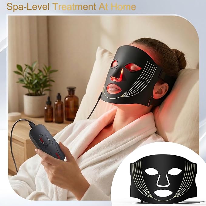 Red Light Therapy Mask for Face - 210 LED 7 Color Light Therapy Face Mask Wireless Rechargeable Photon Skin Care Device Anti Aging Wrinkles Acne Treatment Home Spa Beauty Facial Mask
