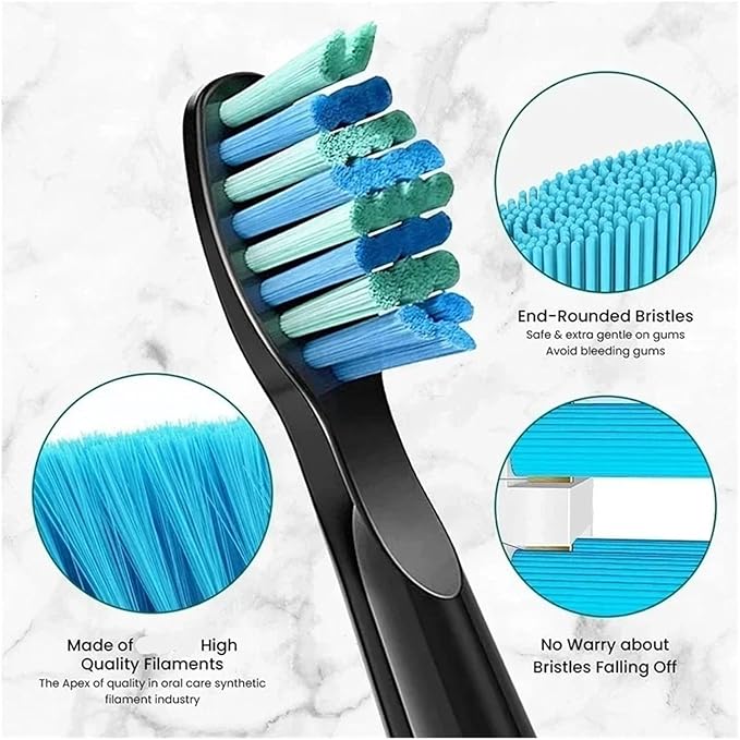 10Pcs Toothbrush Replacement Heads Compatible for FW 910/507/958/515/949/575/551(5 Black 5 White)