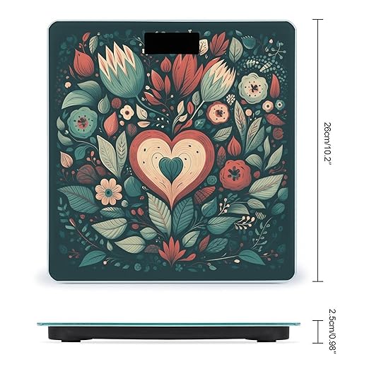 Flower Shape Pattern Scale for Body Weight Anti-Slip Tempered Glass Digital Bathroom Scales Clear LCD Display Weighing Scale Safe Rounded Corners Smart Scales