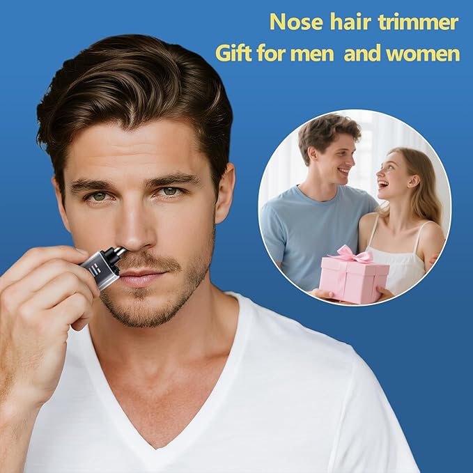 20 Pack Nose Hair Trimmer for Men and Women USB Rechargeable with Digital Display Nose and Ear Trimmer for Men Dual Edge Rotating Blades Easy Clean Detachable Head Compact and Travel Friendly