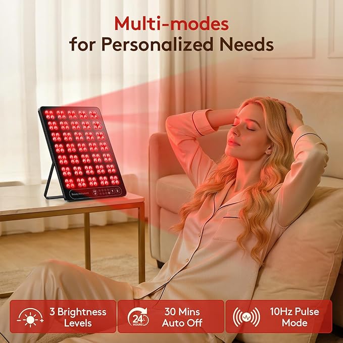 Red Light Therapy for Face Body: 660nm &amp 850nm Cordless Red Light Therapy Panel with Adjustable Stand - Red Infrared Light Panel with 3 Brightness Levels &amp Auto Off