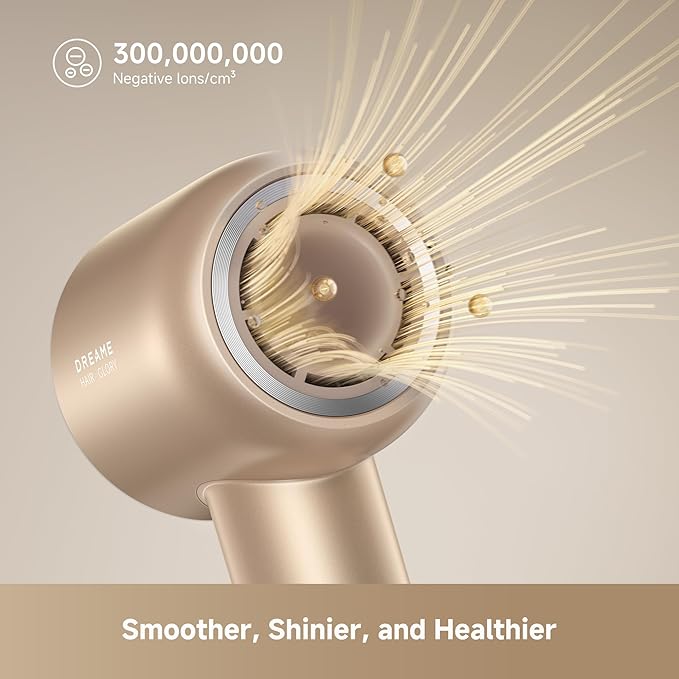 Dreame Glory Mix High-Speed Hair Dryer Dual Voltage 3 Magnetic Nozzles Perfume Infusion Customized Fragrant Drying NTC Control 300M Negative lons 110000RPM Motor 336g Lightweight Gold