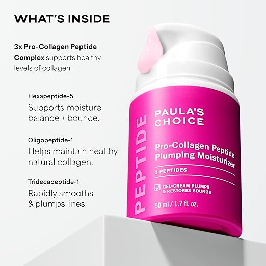 Paula's Choice Pro-Collagen Peptide Plumping Face Moisturizer Daily Gel Face Cream for Deep Lightweight Hydration Wrinkles &amp Loss of Firmness Fragrance-Free 1.7 Fl Oz