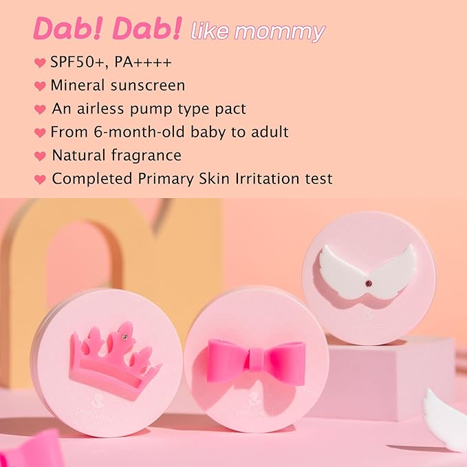 peach and Kids Sunscreen Mineral Sunscreen SPF50+ PA++++ Tested for Sensitive Skin Baby &amp Toddler Gentle Formula Non-Greasy Kids Travel Essentials (Pink Tiara)