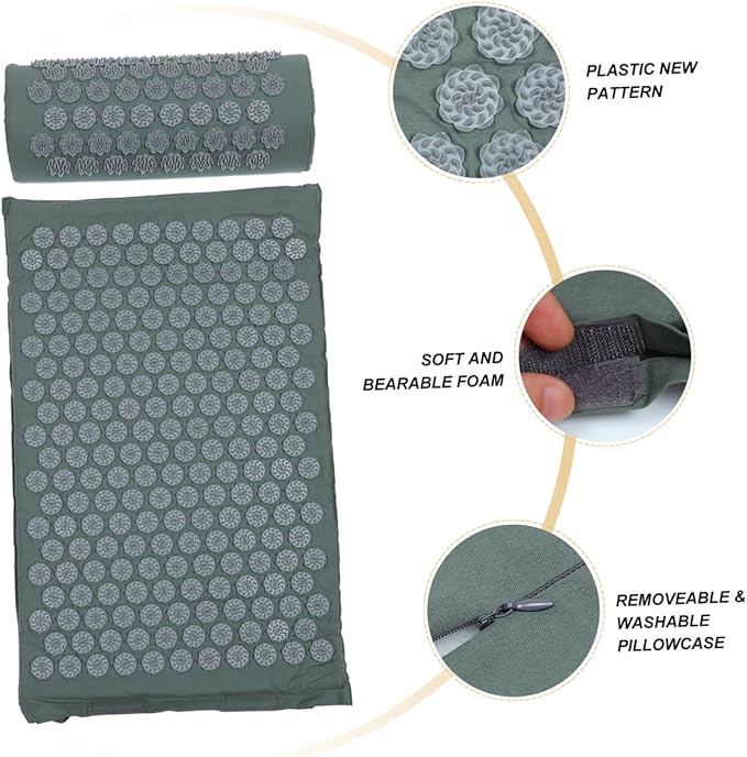 Veemoon Shiatsu Acupressure Massage Mat Practical Massage Pillow Set with Bag for Home Relaxation and Back Therapy