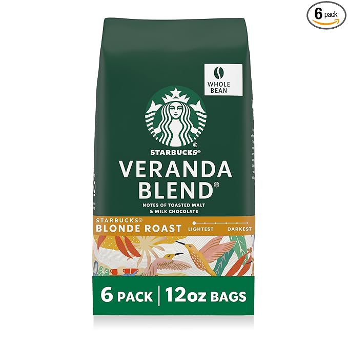 Starbucks Whole Coffee Beans Starbucks Blonde Roast Hot or Iced Coffee Veranda Blend Six 12 oz Bags
