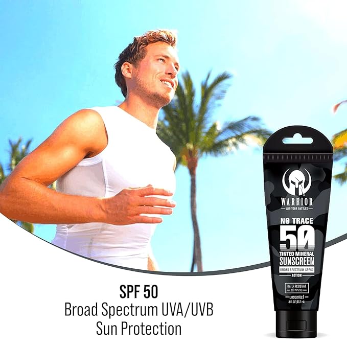WARRIOR - WIN YOUR BATTLES- SPF 50 Tinted Sunscreen for Face - Zinc and Titanium Tinted Moisturizer with SPF - Water Resistant Non-Toxic Tinted Sunscreen Lotion for Sensitive Skin - 3 Fl. Oz