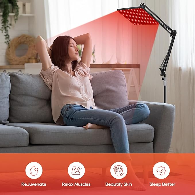 Red Light Therapy for Body and Face 660nm 850nm 940nm Infrared Redlight-Therapy Lamp Device with Large Panel and Stable Stand at Home Idea Gift for Women Wife Mom Sister Girlfriend (L)