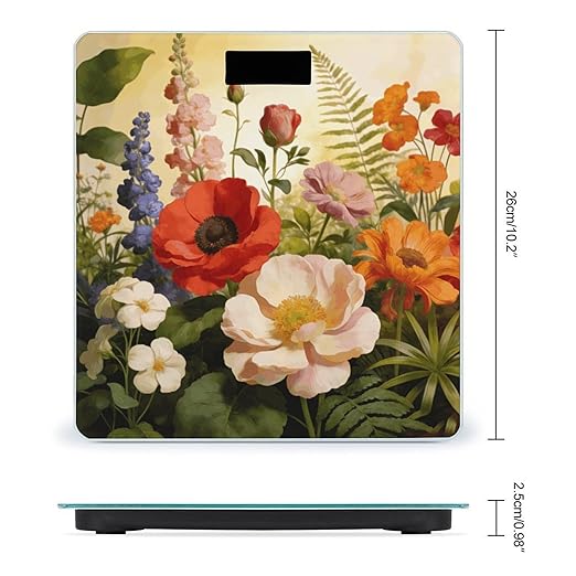 Flowers Plants Weight ScaleClear LED Display Bathroom Digital Weighing ScaleTempered Glass Digital Bathroom Scale for Body Weight Capacity Up to 400 Lbs