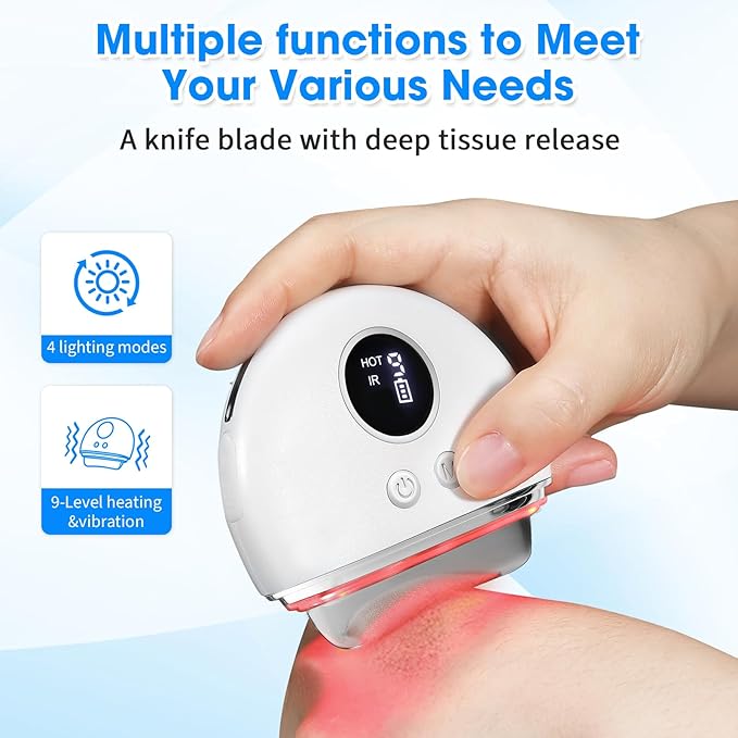 Electric Fascia Blaster &amp Muscle Scraper Tool with Heating and Vibration - for Deep TissueMyofascial ReleaseGua Shaand Trigger Point Massage for Pain Relief &amp Recovery
