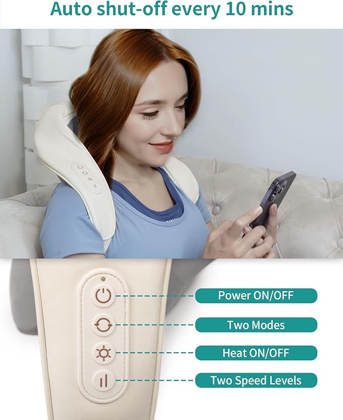 Shiatsu Neck and Back Massager with Adjustable Heat Electric Kneading Back Massager Pillow for Shoulder Waist Thighs and Deep Tissue Muscle Pain Relief Ultimate Relaxation Perfect for Home Office