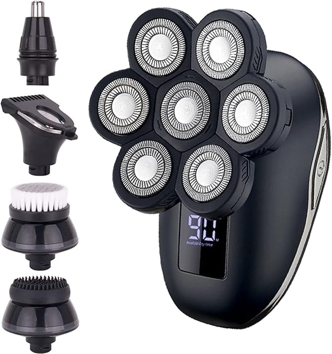 Electric Razor for Men Multi Bald Electric Shaver for Men Grooming Kit Digital Display 7D Head Hair Trimmer Beard Razor Wet Dry Facial Shaving Machine