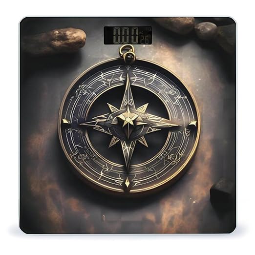 Magical Design Norse Runes Compass Bathroom Scale Ultra-Bright Liquid Crystal Screen Weight Scale Accurate Bathroom Body Scales for Body Weight Bathroom Pet Home Bedroom Gift-Giving