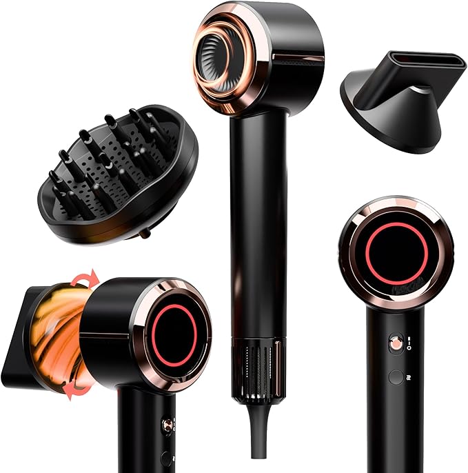Nicebay Hair Dryer Portable Ionic Blow Dryer with Diffuser for Curly Hair