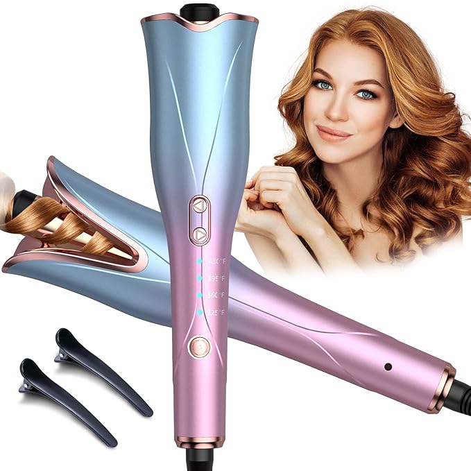 Automatic Hair Curler Hair Curler with 3 Temps Up to 430℉ &amp Dual Voltage 1 Larger Rotating Barrel Automatic Curling Iron Auto Shut-Off Rotating Curling Iron for Hair Styling