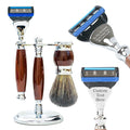FREED Customized gifts Engraving Luxury Men's 5-Blade Razor set Aluminum Alloy Material incloud 4 Bladesrazor standrazor brushIt's the best gift for men (Purple-Brown)
