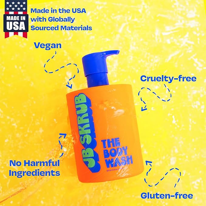 JB SKRUB The Body Wash for Kids Tween &amp Teen Boys with Foaming Action &amp Natural Citrus Scent - No Harsh Ingredients Boys Body Wash - Conquer Adolescent Funk with Confidence - 14 Oz.