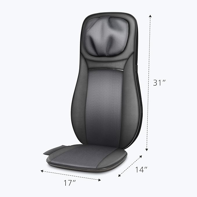 Snailax shiatsu Neck &amp Back Massager with Heat Full Back Kneading Shiatsu or Rolling Massage Massage Chair pad with Height Adjustment Back Massager for Neck and Shoulder