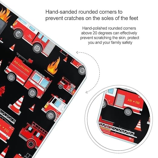 Men's Smart Scale for Body Weight Digital Bathroom Weighing Scale Automatic Switch Energy Saving Scale Red Fire Trucks Black