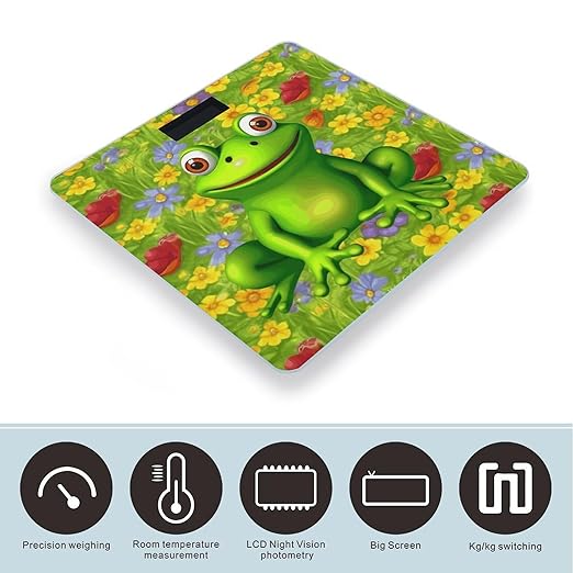 Frog Weight ScaleClear LED Display Bathroom Digital Weighing ScaleTempered Glass Digital Bathroom Scale for Body Weight Capacity Up to 400 Lbs