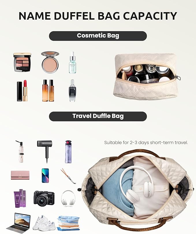 Gifts for Mom-Initial Duffle Bag with Shoe Compartment Personalized Weekender Bag Monogram Overnight Bag Letter Travel Bag with Makeup BagPersonalized Gifts Idea for Women Her (Letter F)