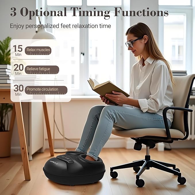 FSA Foot Massager with Heat and Remote - HSA Eligible Feet Massager for Plantar Fasciitis &amp Neuropathy Shiatsu Deep Kneading for Foot Pain Relief Gifts for Women Mom
