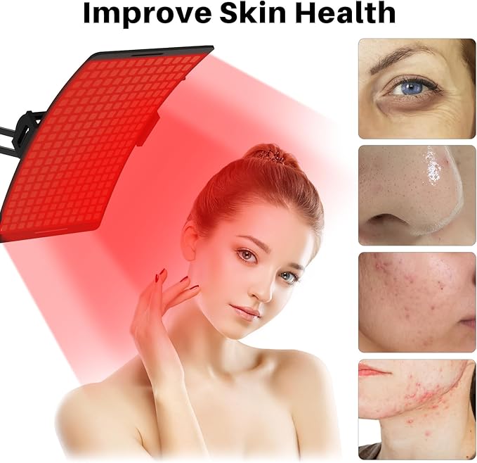 FDA-Approved Red Light Therapy for Body &amp Infrared Light Therapy Lamp (660nm/850nm) with Stand - Adjustable Moldable for Body/Skin Care with Eyes Protection Goggles