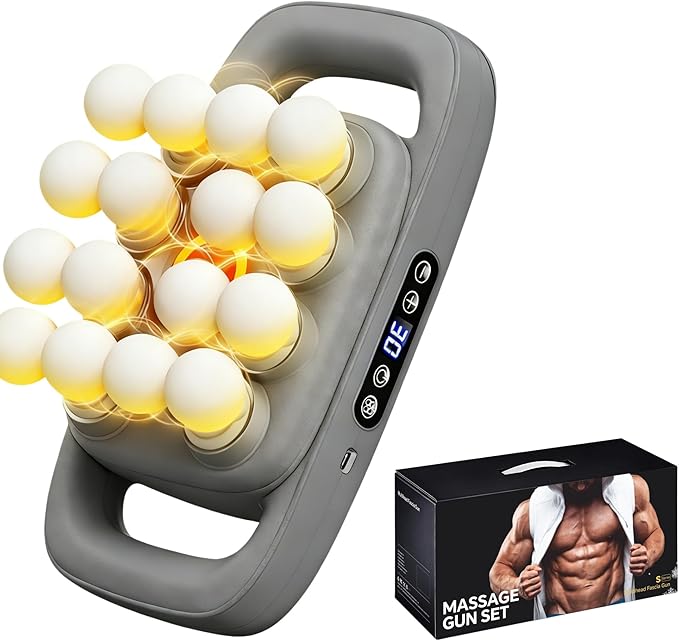 16 Head Massage Gun deep Tissue Percussion Muscle Massager with 16 Heads 3 Modes &amp 30 IntensitiesQuiet Handheld Massager for Back Neck Shoulder Legs Muscle Pain Relief