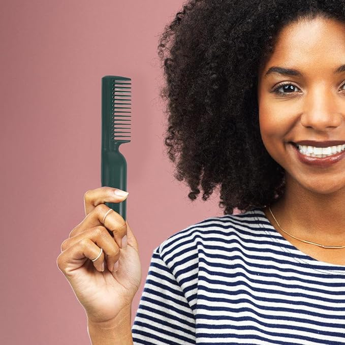 PRETYZOOM Portable Electric Heating Hair Straightener Comb USB Powered Ceramic Straightening Tool for Thick Curly and Thin Hair Efficient Smooth Styling with Shine Travel-Friendly Hairbrush