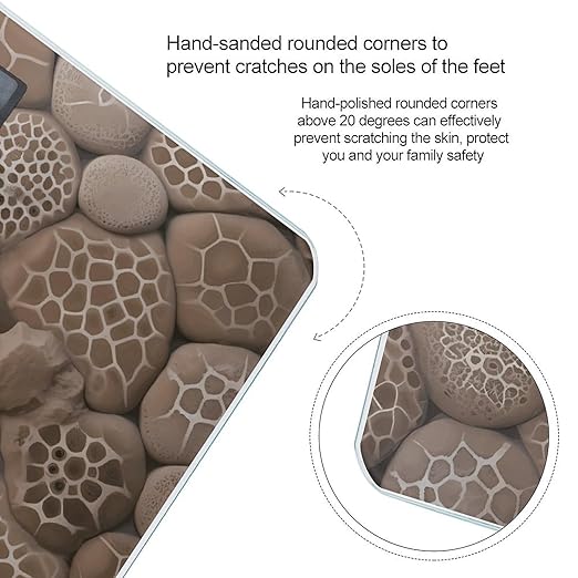 Petoskey Stone Weight ScaleClear LED Display Bathroom Digital Weighing ScaleTempered Glass Digital Bathroom Scale for Body Weight Capacity Up to 400 Lbs
