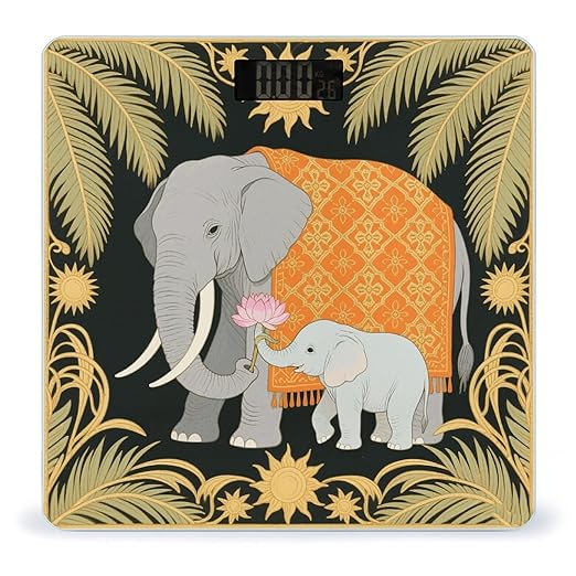 Elephant and Young Elephant Scale for Body Weight Sturdy Tempered Glass Weighing Scales with LCD Display Accurate Digital Bathroom Scale Convenient Body Fat Smart Scales Easy Read