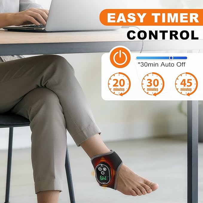 Foot and Ankle Massager for Pain Relief Cordless Ankle Heating Pad Foot Renew Massager with Heat 4 Heat Levels &amp 3 Vibration Modes