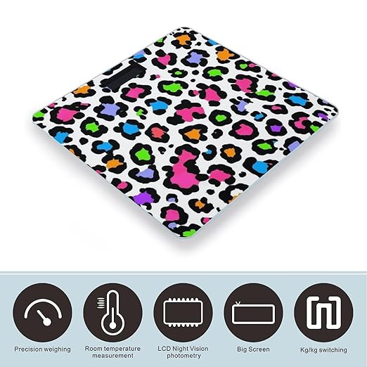 Men's Smart Scale for Body Weight Digital Bathroom Weighing Scale Automatic Switch Energy Saving Scale Colorful Cheetah Leopard Print