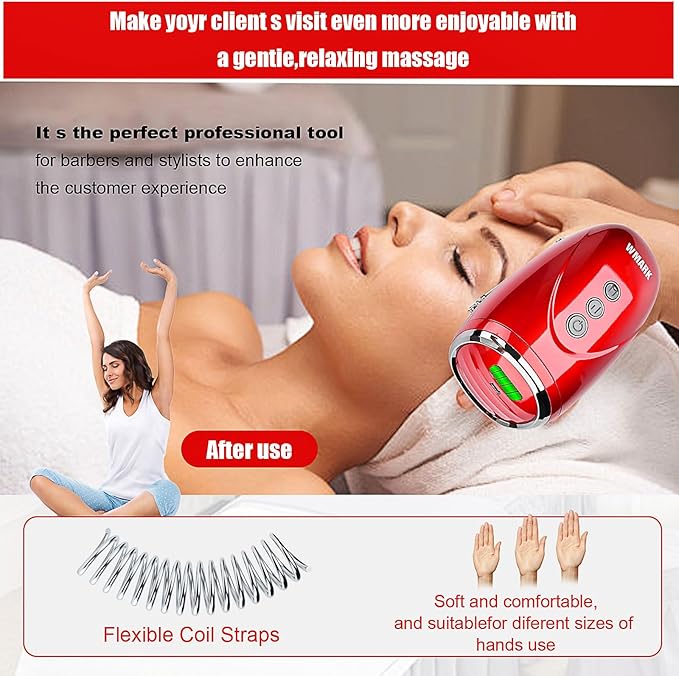 WMARK Barber Massager/Cordless HandheldMassager Charge Neck/Legs/Hand/FaceMassager 2 Massage Nodes 2600AMHRed